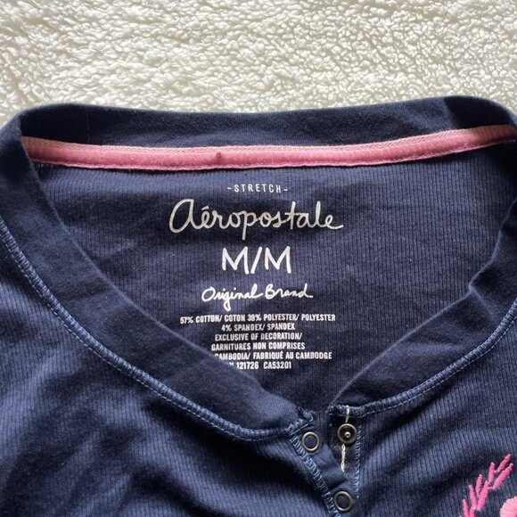Y2K Navy Aeropostale Long Sleeve Top - Picture 4 of 8